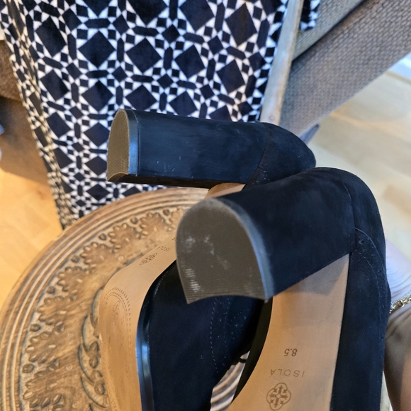 Isola Black Suede Booties, EUC (see pics for QC), Size 8.5, 4" Heel - Picture 7 of 8